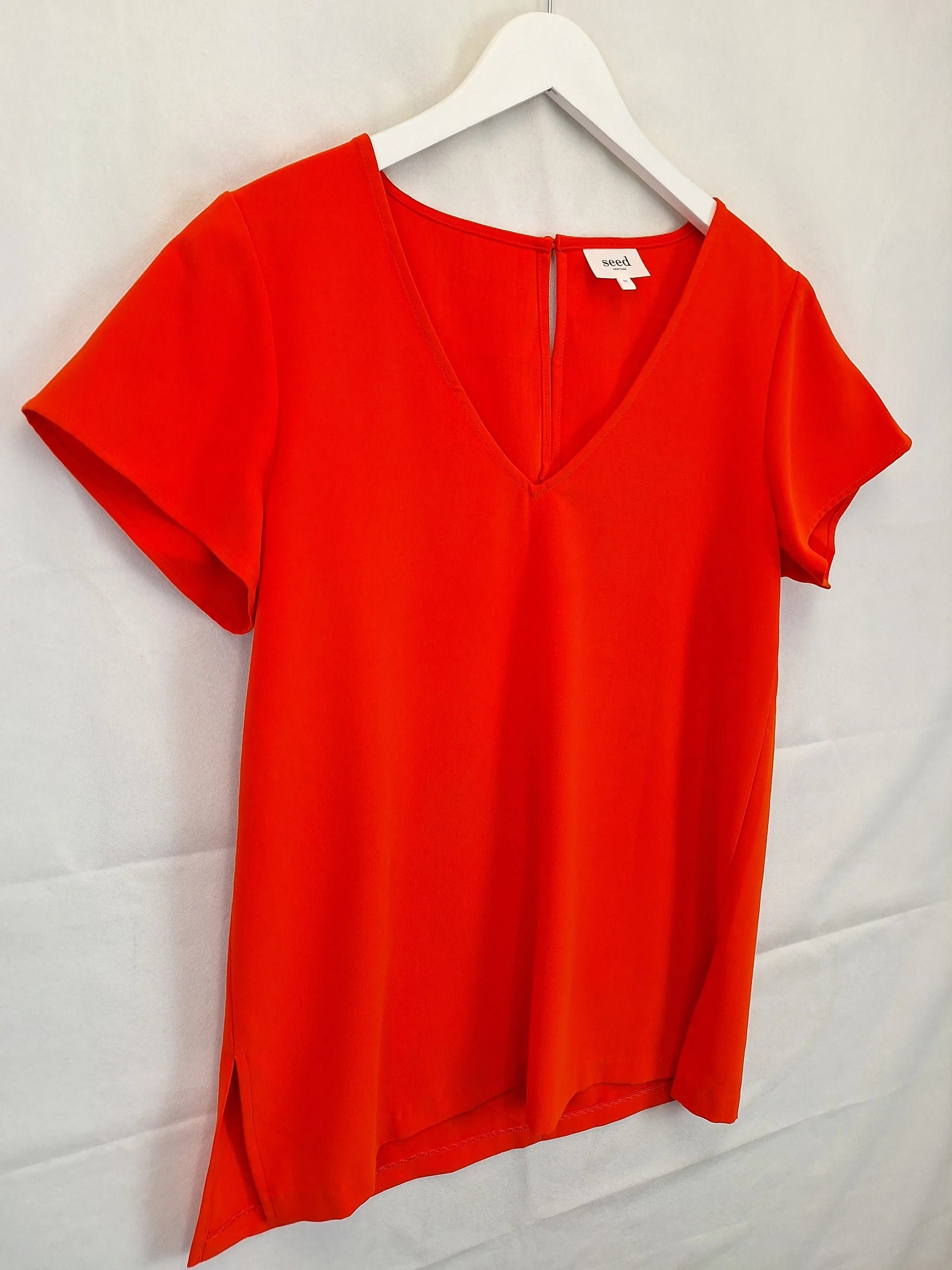 Seed Classic Burnt Orange V Neck  T-shirt Size 10 by SwapUp-Online Second Hand Store-Online Thrift Store