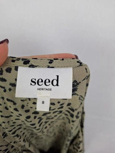 Seed Khaki Reptile Mini Dress Size 8 by SwapUp-Online Second Hand Store-Online Thrift Store