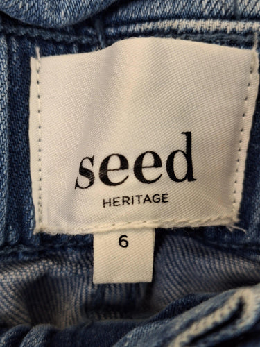 Seed Mid Blue Gathered Denim Jeans Size 6 by SwapUp-Online Second Hand Store-Online Thrift Store
