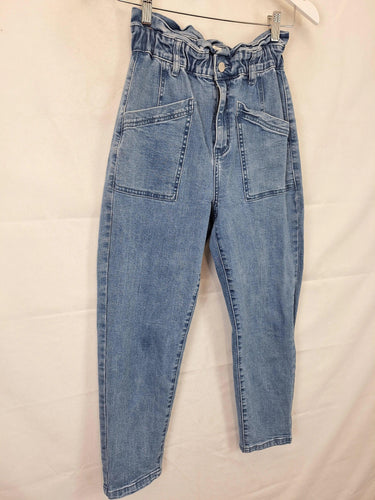 Seed Mid Blue Gathered Denim Jeans Size 6 by SwapUp-Online Second Hand Store-Online Thrift Store
