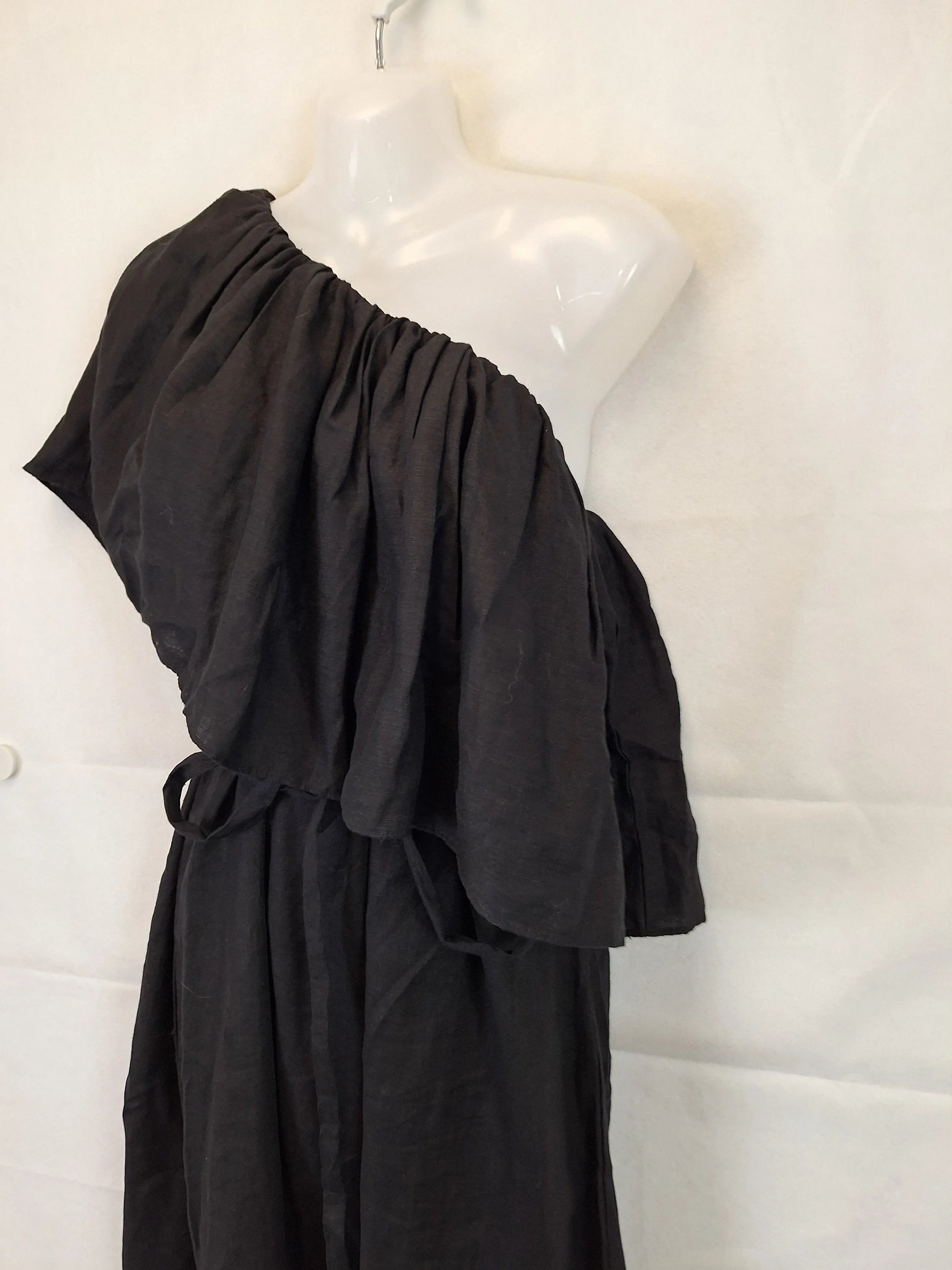 Seed Ruffle One Shoulder Linen Maxi Dress Size 10 by SwapUp-Online Second Hand Store-Online Thrift Store