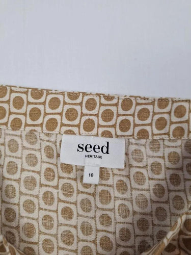 Seed Sand Geometric Loose Fit Linen Tank Top Size 10 by SwapUp-Online Second Hand Store-Online Thrift Store
