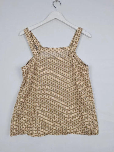 Seed Sand Geometric Loose Fit Linen Tank Top Size 10 by SwapUp-Online Second Hand Store-Online Thrift Store