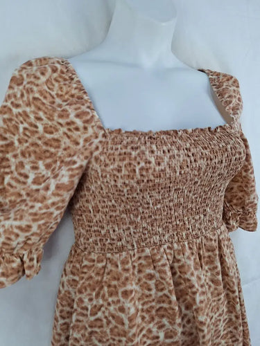 Seed Shirred Animal Print  Casual Midi Dress Size 12 by SwapUp-Online Second Hand Store-Online Thrift Store