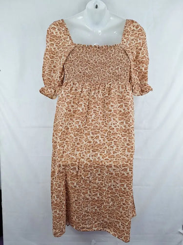 Seed Shirred Animal Print  Casual Midi Dress Size 12 by SwapUp-Online Second Hand Store-Online Thrift Store