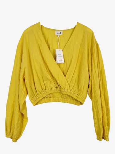 Seed Sunshine Yellow Crinkle Cotton Top Size 14 by SwapUp-Online Second Hand Store-Online Thrift Store