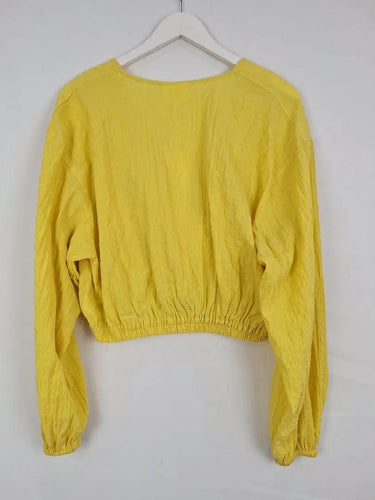 Seed Sunshine Yellow Crinkle Cotton Top Size 14 by SwapUp-Online Second Hand Store-Online Thrift Store