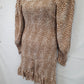 Seed Taupe Shirred Full Sleeve Mini Dress Size 14 by SwapUp-Online Second Hand Store-Online Thrift Store