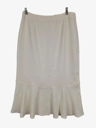 Seed Textured Ivory Flared Office MIdi Skirt Size 14 by SwapUp-Online Second Hand Store-Online Thrift Store