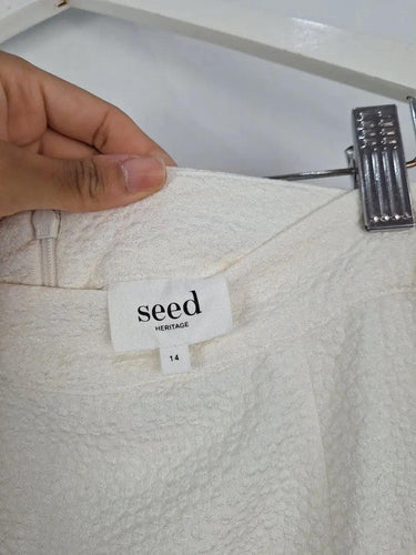 Seed Textured Ivory Flared Office MIdi Skirt Size 14 by SwapUp-Online Second Hand Store-Online Thrift Store