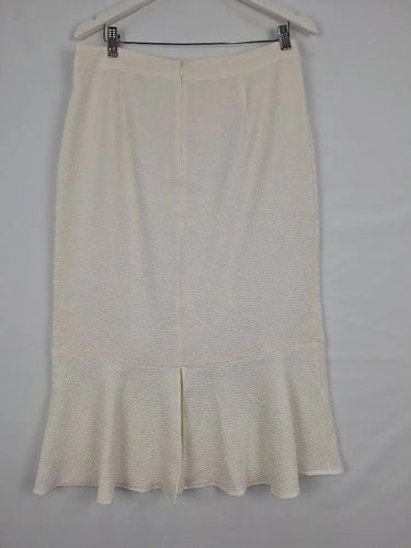 Seed Textured Ivory Flared Office MIdi Skirt Size 14 by SwapUp-Online Second Hand Store-Online Thrift Store