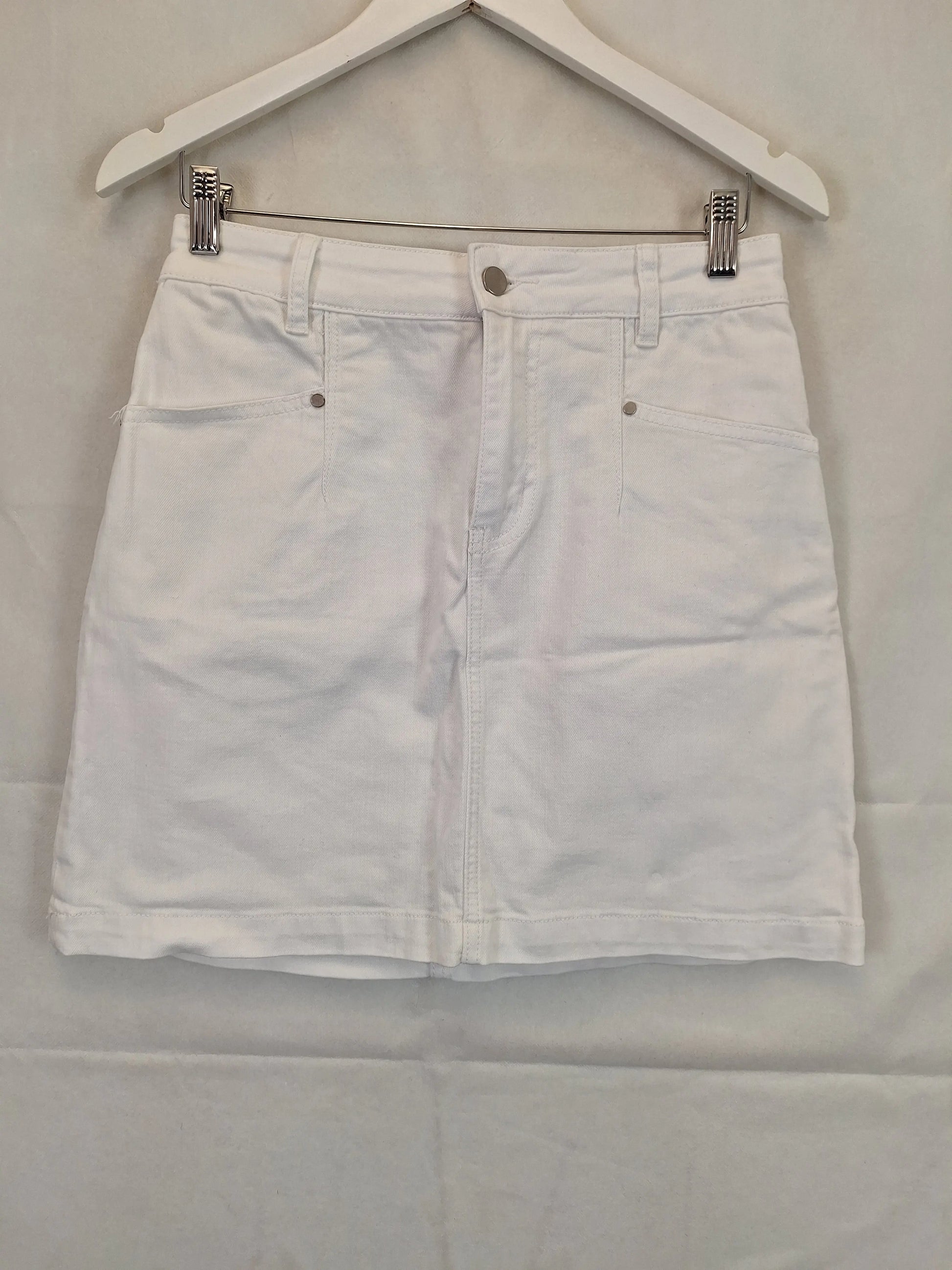Seed Vivid White A-line Mini Skirt Size 10 by SwapUp-Online Second Hand Store-Online Thrift Store