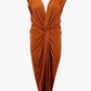 Sheike Rust Stretch Plunging V Neck Cocktail Midi Dress Size 14 by SwapUp-Online Second Hand Store-Online Thrift Store