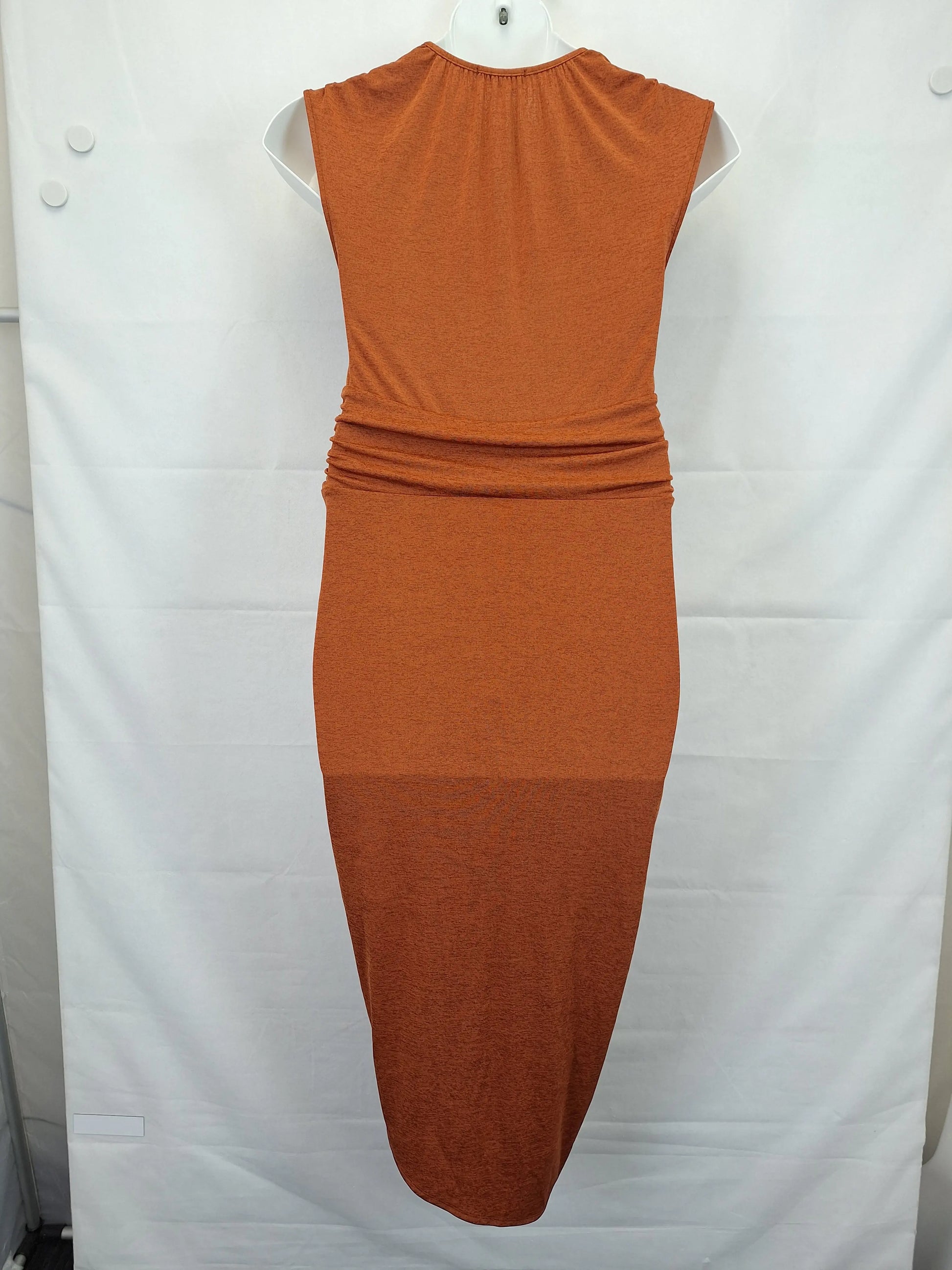 Sheike Rust Stretch Plunging V Neck Cocktail Midi Dress Size 14 by SwapUp-Online Second Hand Store-Online Thrift Store