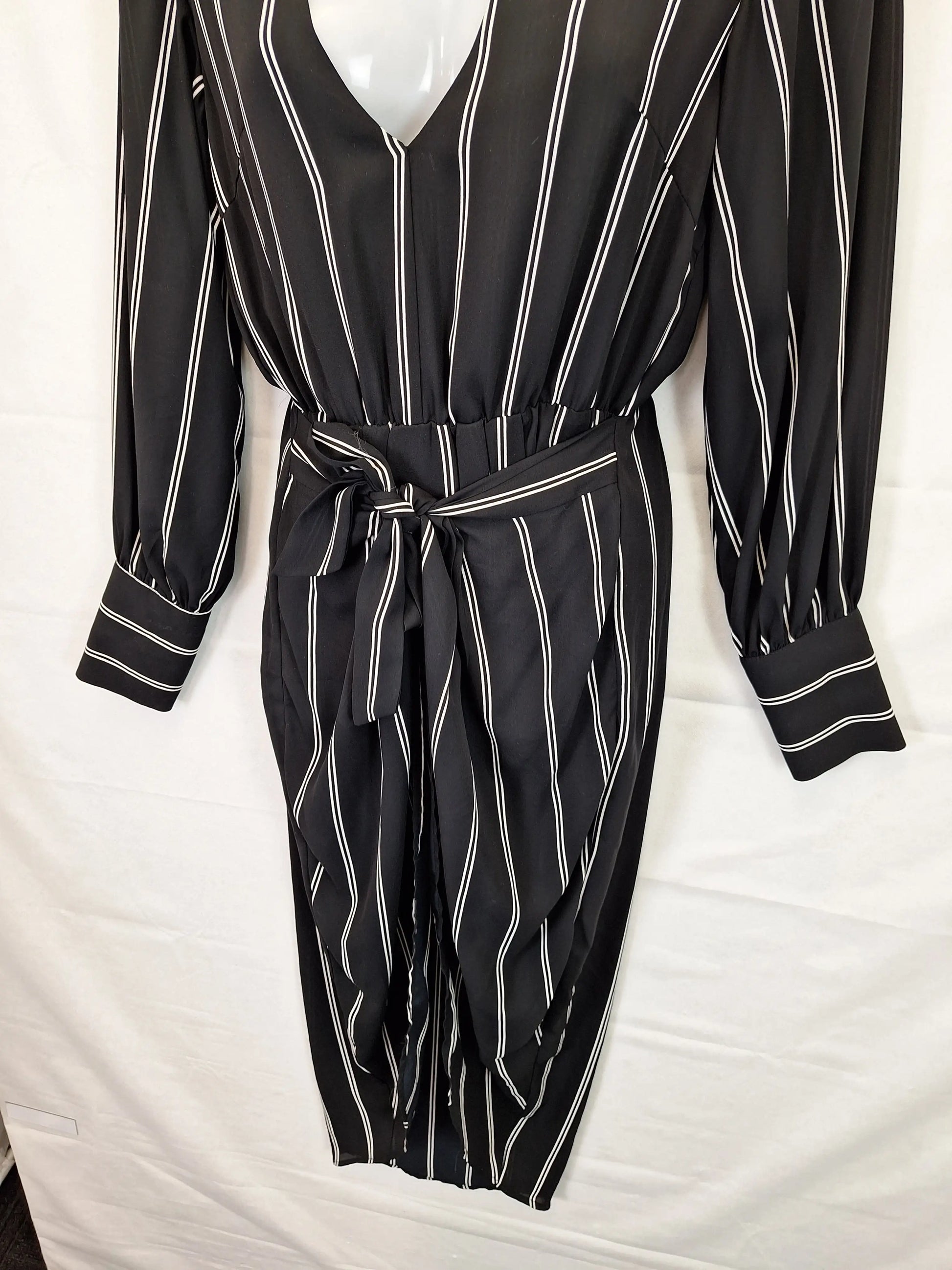 Sheike Striped V Neck Midi Dress Size 8 by SwapUp-Online Second Hand Store-Online Thrift Store