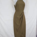Shilla Khaki Halter Neck Draped Evening Midi Dress Size S by SwapUp-Online Second Hand Store-Online Thrift Store