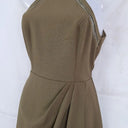 Shilla Khaki Halter Neck Draped Evening Midi Dress Size S by SwapUp-Online Second Hand Store-Online Thrift Store