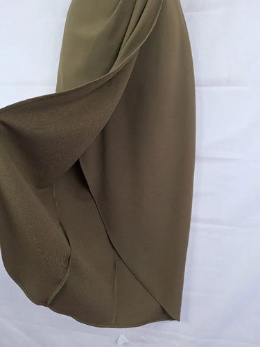 Shilla Khaki Halter Neck Draped Evening Midi Dress Size S by SwapUp-Online Second Hand Store-Online Thrift Store