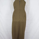 Shilla Khaki Halter Neck Draped Evening Midi Dress Size S by SwapUp-Online Second Hand Store-Online Thrift Store