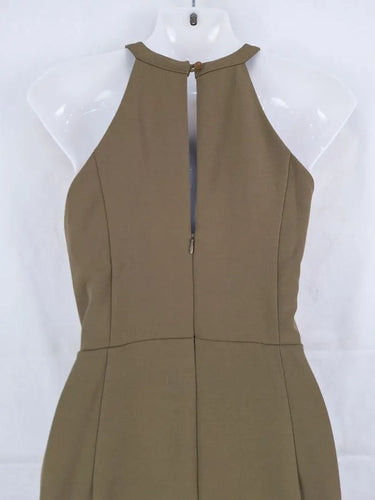 Shilla Khaki Halter Neck Draped Evening Midi Dress Size S by SwapUp-Online Second Hand Store-Online Thrift Store