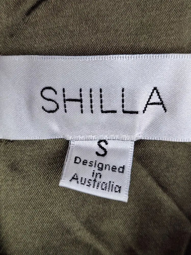 Shilla Khaki Halter Neck Draped Evening Midi Dress Size S by SwapUp-Online Second Hand Store-Online Thrift Store