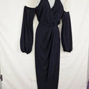 Second-Hand - Shona Joy Navy Cold Shoulder Draped Evening Midi Dress Size 8 - SwapUp