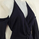 Second-Hand - Shona Joy Navy Cold Shoulder Draped Evening Midi Dress Size 8 - SwapUp