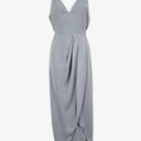 Second-Hand - Shona Joy Soft Blue Elegant Draped Evening Midi Dress Size 8 - SwapUp