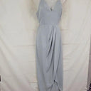 Second-Hand - Shona Joy Soft Blue Elegant Draped Evening Midi Dress Size 8 - SwapUp