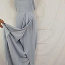 Second-Hand - Shona Joy Soft Blue Elegant Draped Evening Midi Dress Size 8 - SwapUp