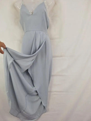 Second-Hand - Shona Joy Soft Blue Elegant Draped Evening Midi Dress Size 8 - SwapUp