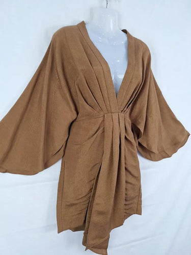 Significant Other Chocolate Linen Plunging Lola Mini Dress Size 6 by SwapUp-Online Second Hand Store-Online Thrift Store