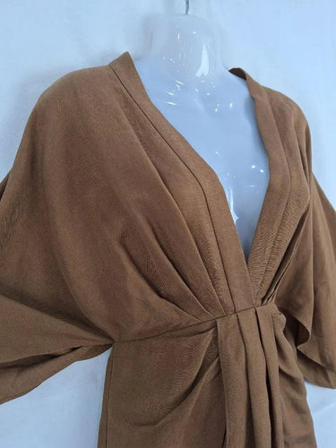 Significant Other Chocolate Linen Plunging Lola Mini Dress Size 6 by SwapUp-Online Second Hand Store-Online Thrift Store