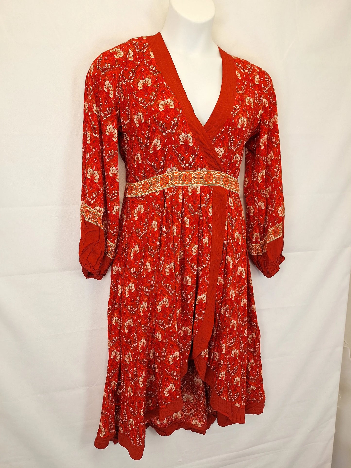 Spell Red Jewel Soire Midi Wrap  Dress Size XL by SwapUp-Online Second Hand Store-Online Thrift Store