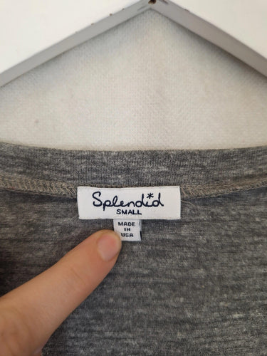 Second-Hand - Splendid Grey Marle Button Up Casual Top Size S - SwapUp