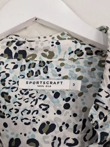 Sportscraft Blue Leopard Silk Shirt Size 12 by SwapUp-Online Second Hand Store-Online Thrift Store