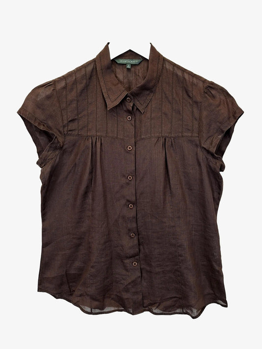 Sportscraft Chocolate Short Sleeve Shirt Size 12 by SwapUp-Online Second Hand Store-Online Thrift Store