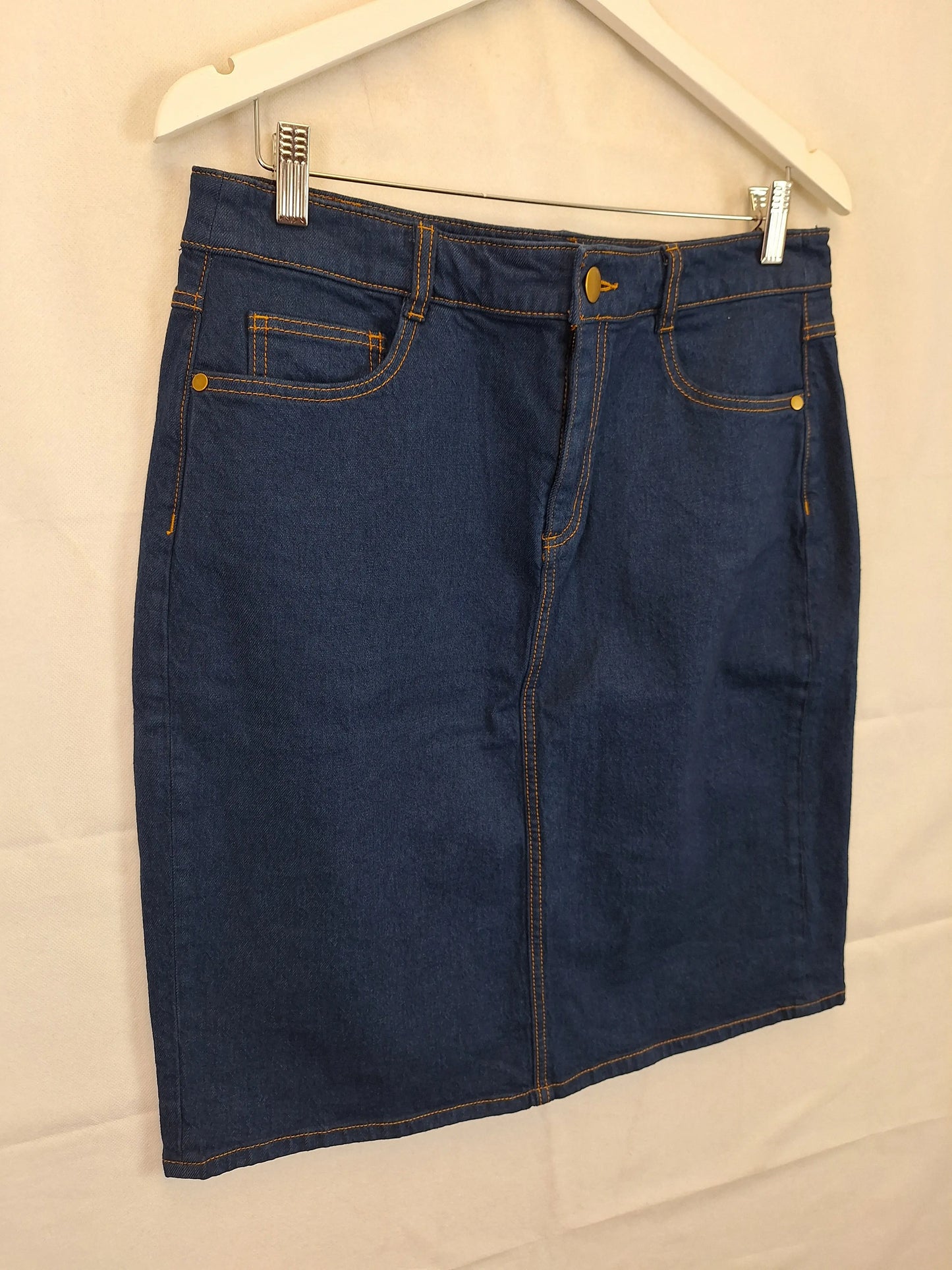 Sportscraft Mid Blue Denim Pencil Mini Skirt Size 12 by SwapUp-Online Second Hand Store-Online Thrift Store