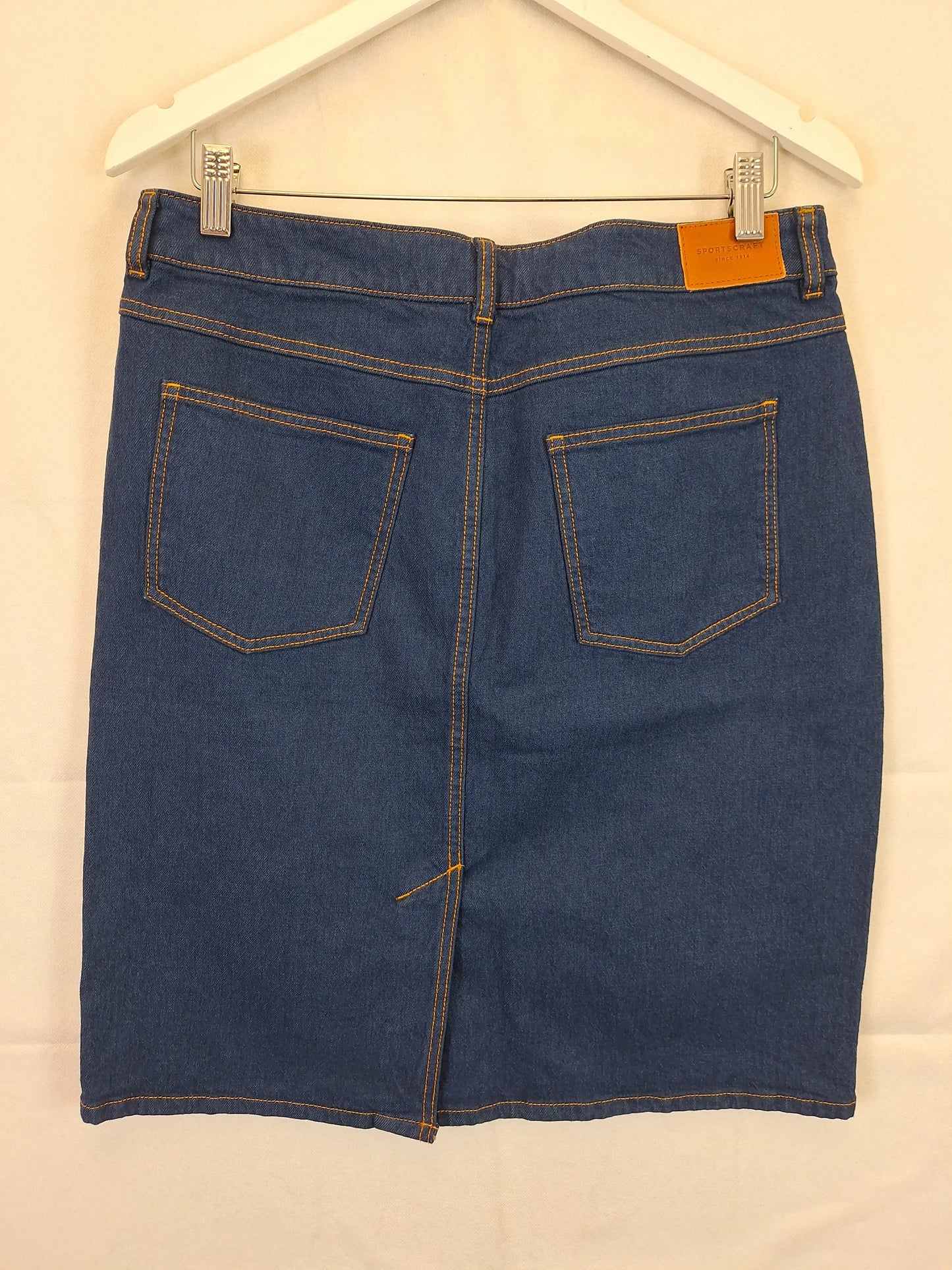 Sportscraft Mid Blue Denim Pencil Mini Skirt Size 12 by SwapUp-Online Second Hand Store-Online Thrift Store