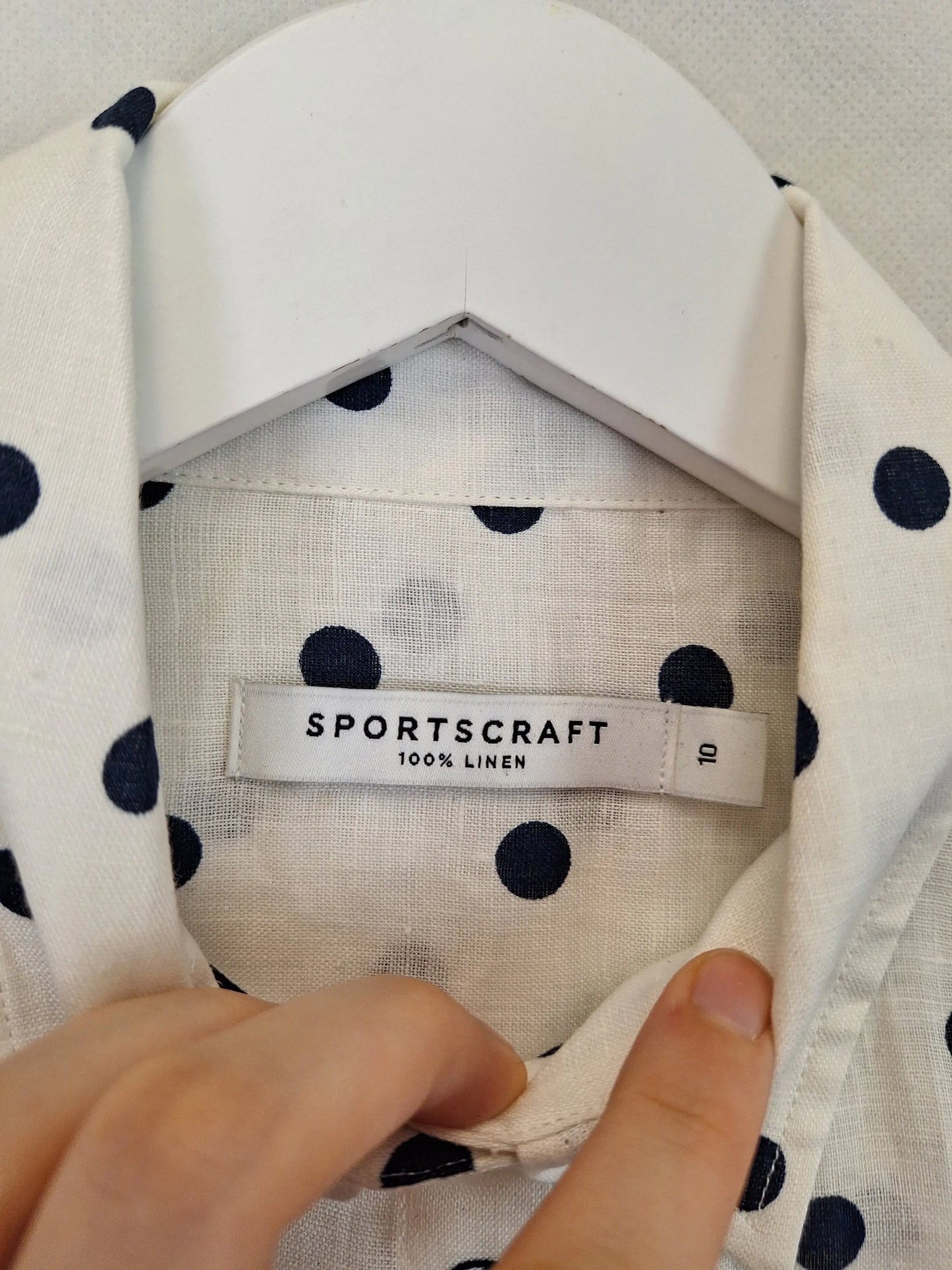Sportscraft Spotted Linen Tailored Shirt Size 10 by SwapUp-Online Second Hand Store-Online Thrift Store