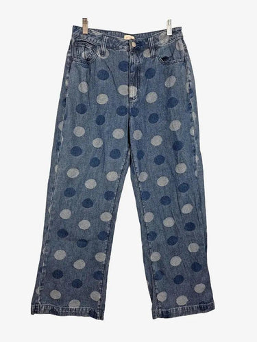 Spotted Denim Wide Leg Jeans Jeans Size 10 by SwapUp-Online Second Hand Store-Online Thrift Store