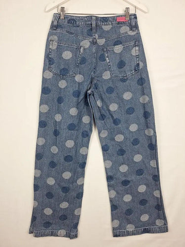 Spotted Denim Wide Leg Jeans Jeans Size 10 by SwapUp-Online Second Hand Store-Online Thrift Store