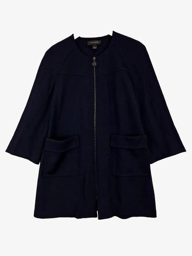 St John Collection Navy Wool Blend Zip Up Jacket Size S by SwapUp-Online Second Hand Store-Online Thrift Store