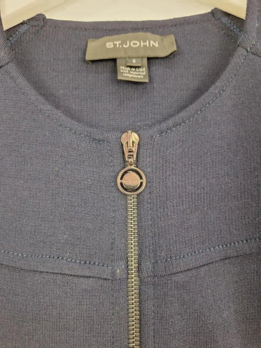 St John Collection Navy Wool Blend Zip Up Jacket Size S by SwapUp-Online Second Hand Store-Online Thrift Store