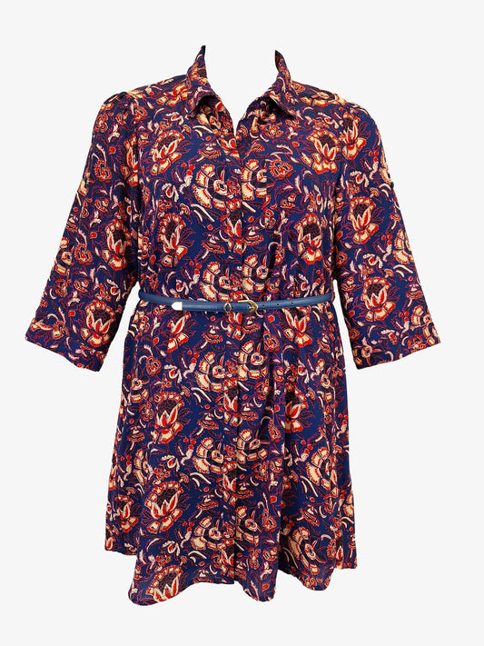 Stella Navy Floral Shirt Mini Dress Size 12 by SwapUp-Online Second Hand Store-Online Thrift Store