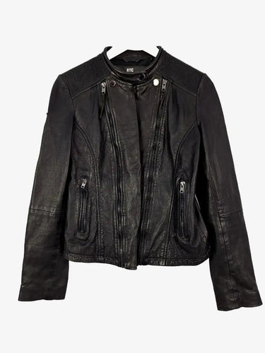 SuperDry Biker Style Collarless Leather Jacket Size S by SwapUp-Online Second Hand Store-Online Thrift Store