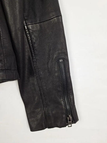 SuperDry Biker Style Collarless Leather Jacket Size S by SwapUp-Online Second Hand Store-Online Thrift Store