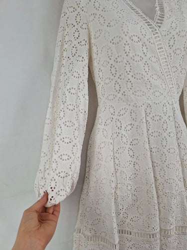 Ted Baker Chalk Broderie Flared Mini Dress Size 8 by SwapUp-Online Second Hand Store-Online Thrift Store