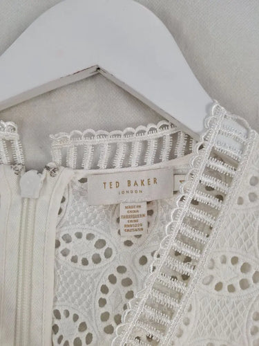 Ted Baker Chalk Broderie Flared Mini Dress Size 8 by SwapUp-Online Second Hand Store-Online Thrift Store