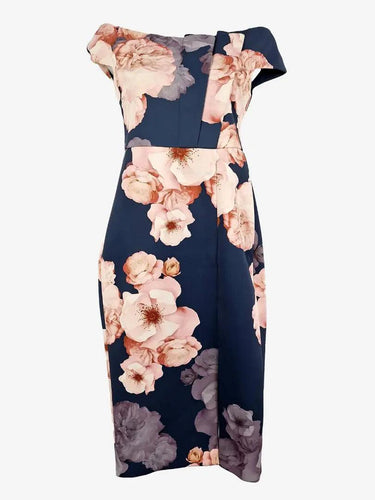 Ted Baker Folded Floral Fitted Evening Midi Dress Size S by SwapUp-Online Second Hand Store-Online Thrift Store